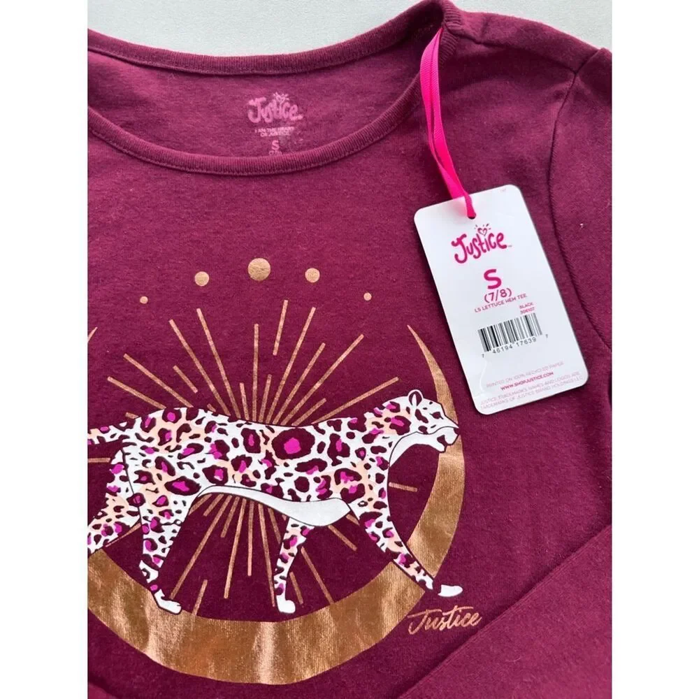 🎉5 for $45🎉 NWT Justice top shirt  long sleeve gurls size S 7-8